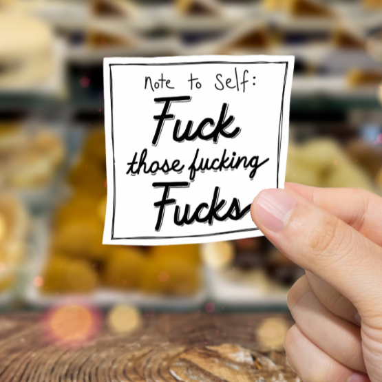 Durable, vinyl, die-cut, Note To Self Sticker.