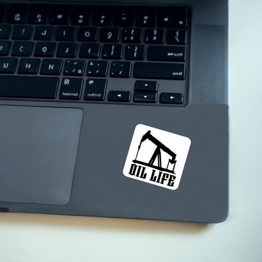 Durable, vinyl, die-cut, Oil Life Sticker.