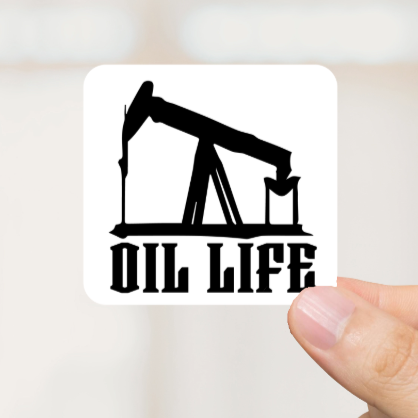 Durable, vinyl, die-cut, Oil Life Sticker.
