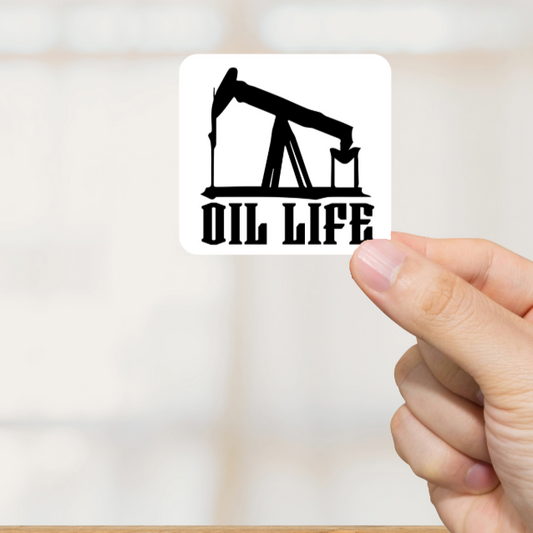Durable, vinyl, die-cut, Oil Life Sticker.