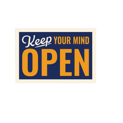 Our Open Your Mind Sticker! unique, high-quality, vinyl die-cut, eco-friendly stickers