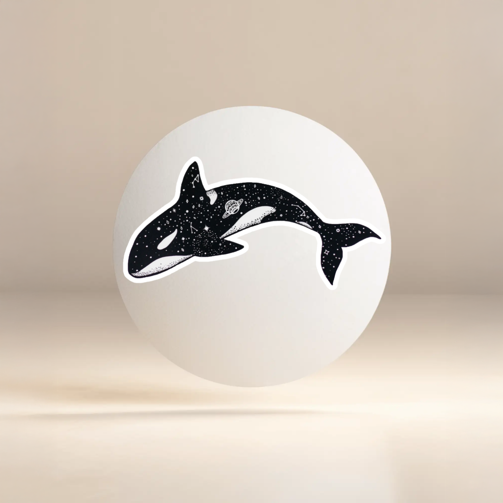 Durable, vinyl, die-cut, Orca Astrology Sticker.