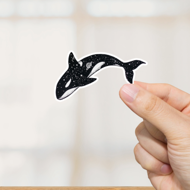 Durable, vinyl, die-cut, Orca Astrology Sticker.