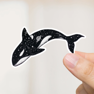 Durable, vinyl, die-cut, Orca Astrology Sticker.