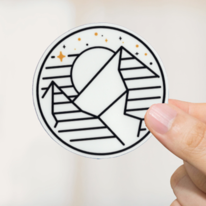 Durable, vinyl, die-cut, Stars, Mountains &amp; Moon Sticker.