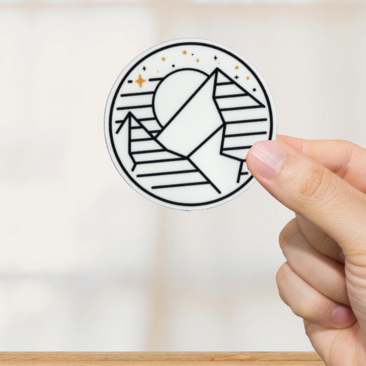Durable, vinyl, die-cut, Stars, Mountains & Moon Sticker.