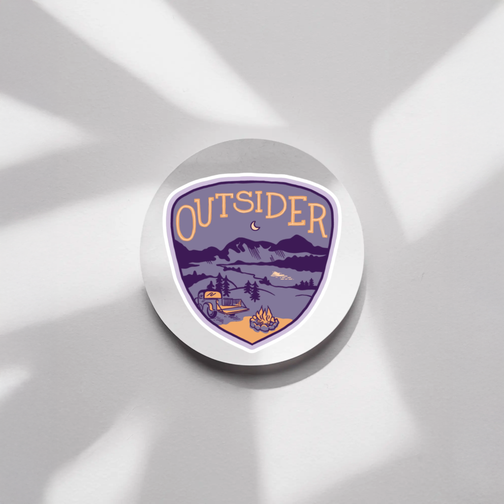 Durable, die-cut, vinyl, Outsider Sticker.