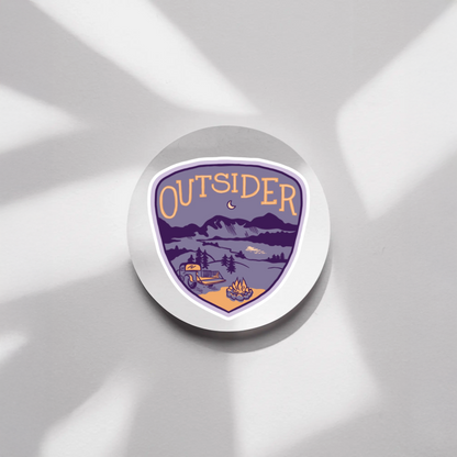 Durable, die-cut, vinyl, Outsider Sticker.