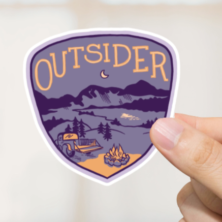 Durable, die-cut, vinyl, Outsider Sticker.