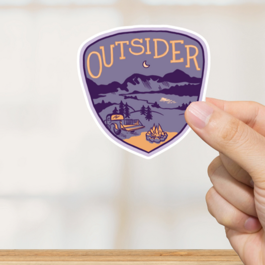 Durable, die-cut, vinyl, Outsider Sticker.