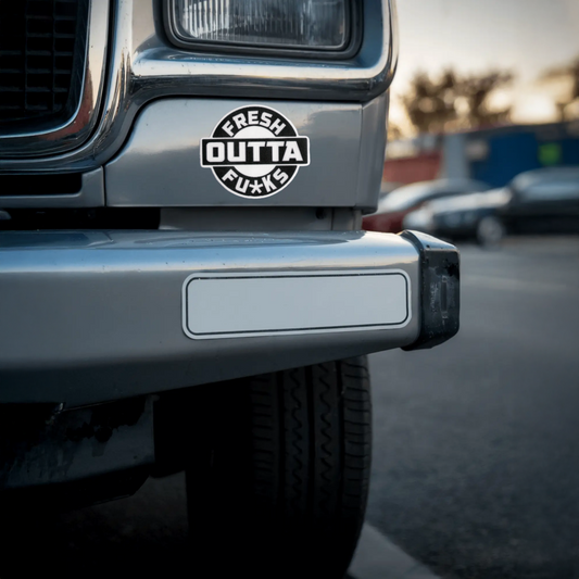 Durable, vinyl, die-cut, Fresh Outta Fcks Sticker.