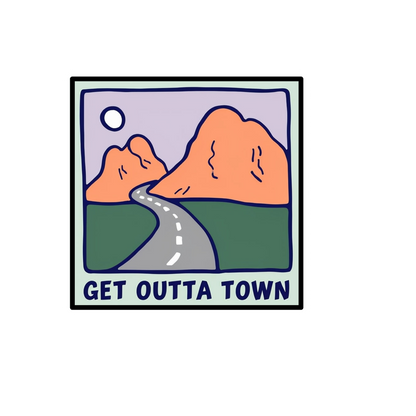 Durable vinyl die-cut Outta Town Sticker