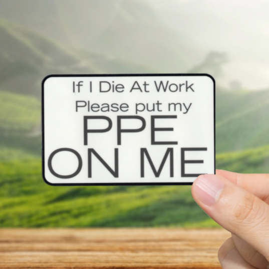 Durable, vinyl, die-cut, Put My PPE ON Sticker.