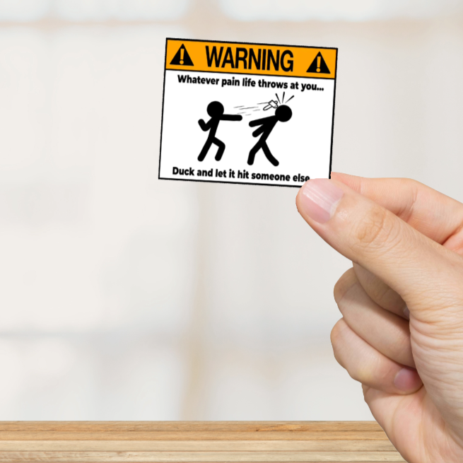 Durable, vinyl, die-cut, Pain Thrown At You Sticker.