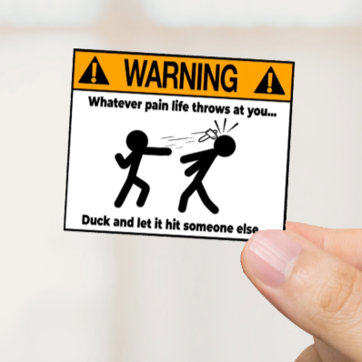 Durable, vinyl, die-cut, Pain Thrown At You Sticker.