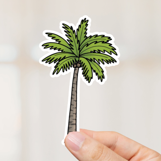Durable, die-cut, vinyl, Palm Tree Sticker.