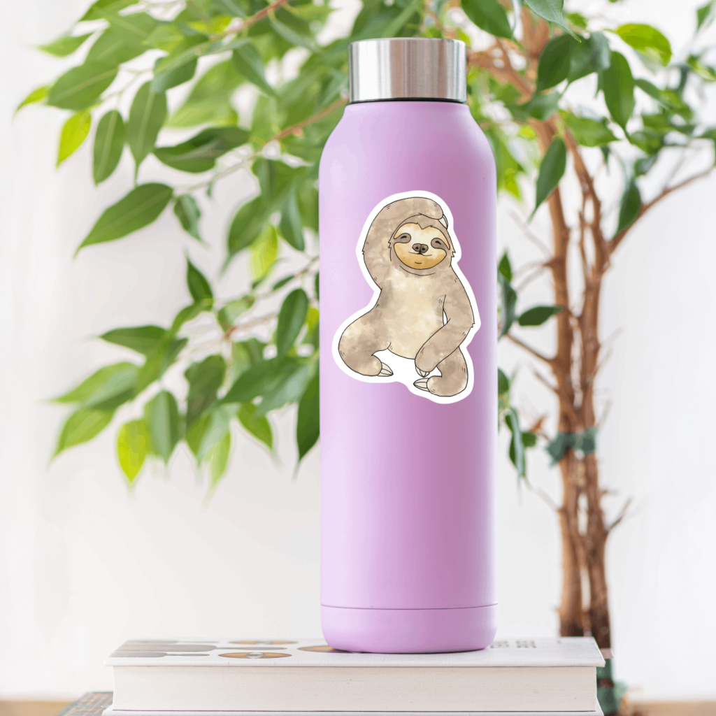 Durable, die-cut, vinyl, Pastel Sloth Sticker.