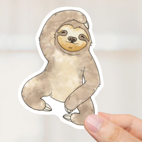 Durable, die-cut, vinyl, Pastel Sloth Sticker.