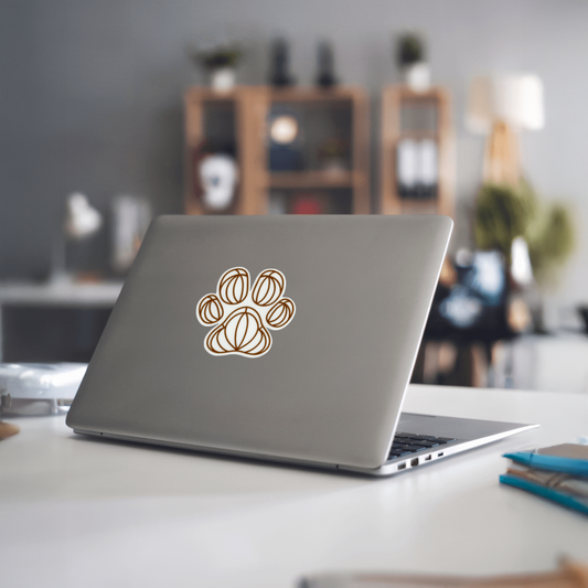 Durable, vinyl, die-cut, Multiline Dog Paw Sticker.