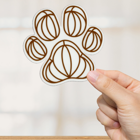 Durable, vinyl, die-cut, Multiline Dog Paw Sticker.