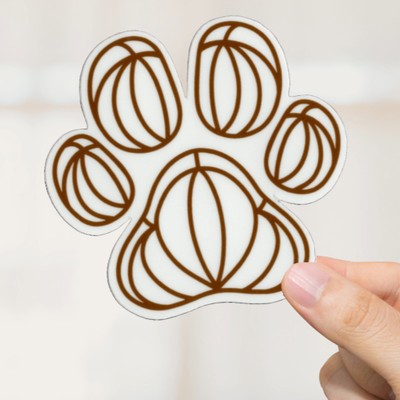 Durable, vinyl, die-cut, Multiline Dog Paw Sticker.