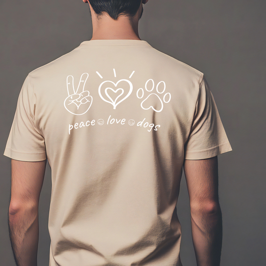 Ollie's: Peace Love Dogs T-Shirt, 100% Cotton