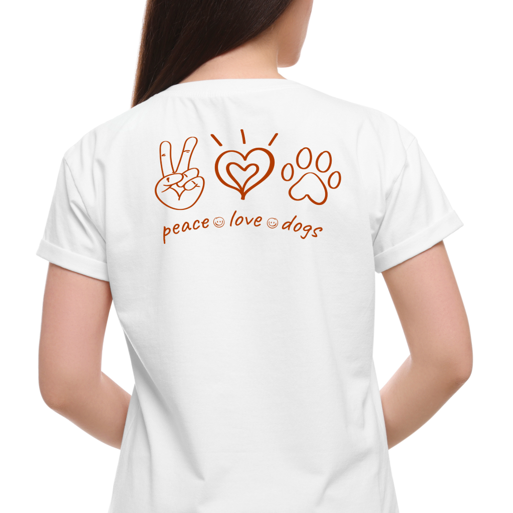 Ollie's: Peace Love Dogs T-Shirt, 100% Cotton