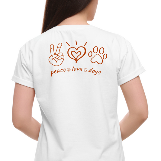 Ollie's: Peace Love Dogs T-Shirt, 100% Cotton