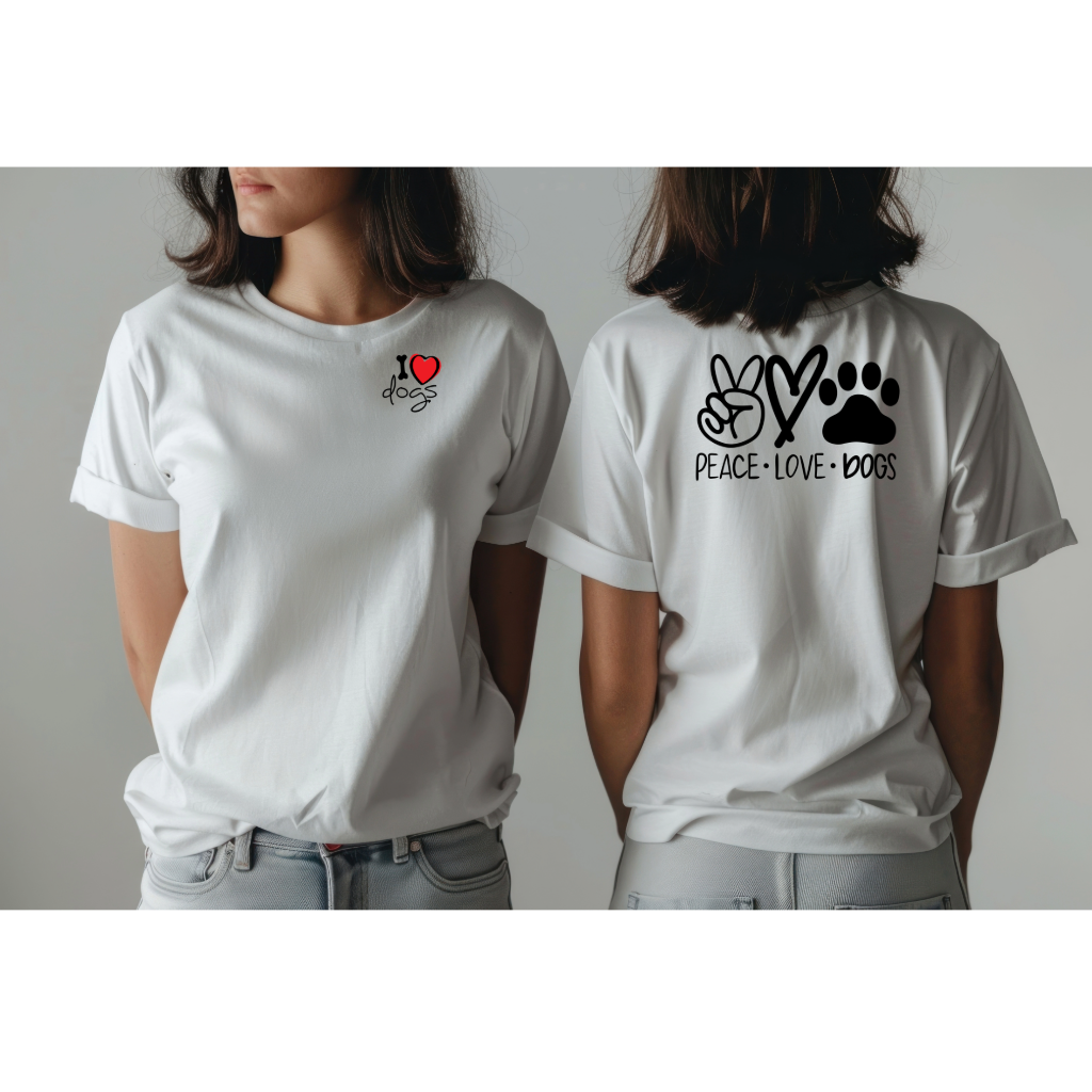 Peace Love Dogs T-Shirt, Light, 100% Cotton