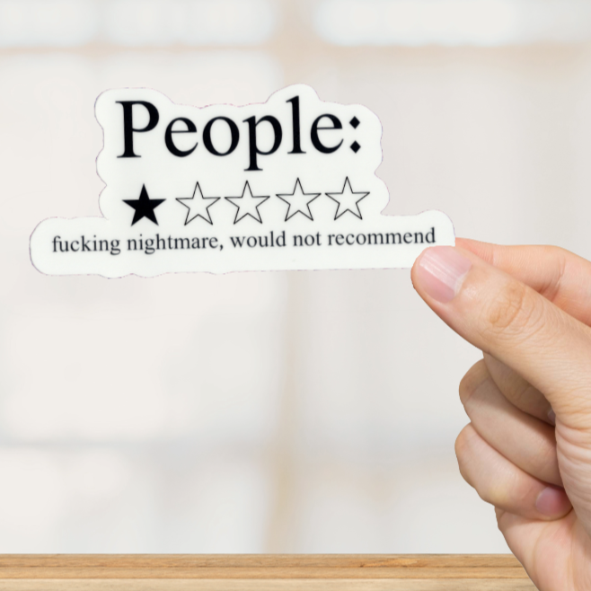 Durable, vinyl, die-cut, People Survey Sticker.