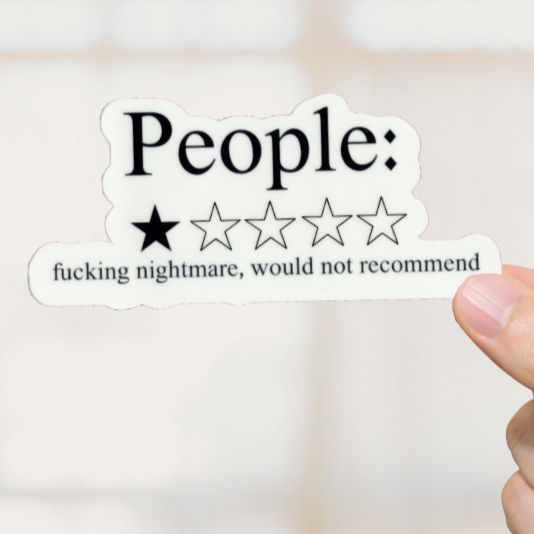 Durable, vinyl, die-cut, People Survey Sticker.