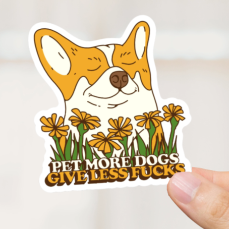 Durable, vinyl, die-cut, Pet More Dogs Sticker.