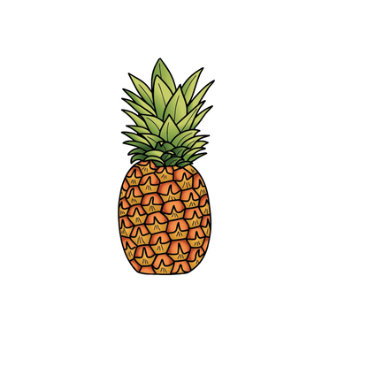 Durable, die-cut Pineapple Sticker