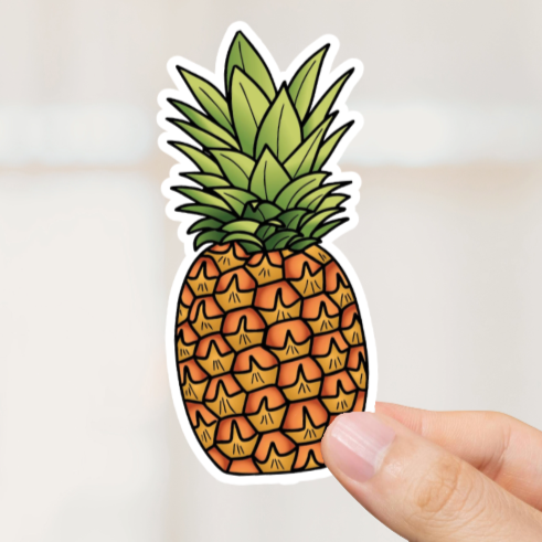 Durable, die-cut, vinyl, Pineapple Sticker.