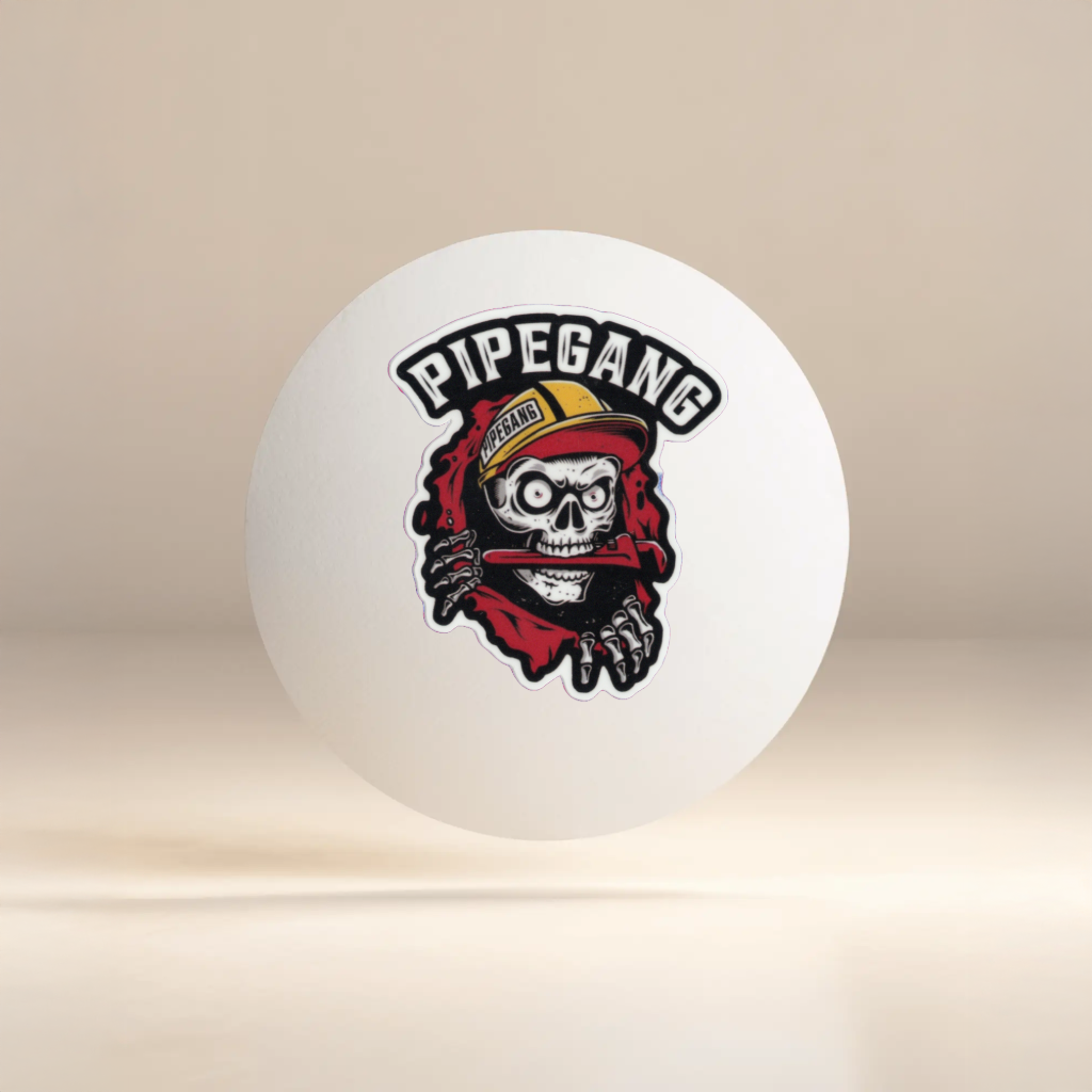 Durable, vinyl, die-cut, Pipe Gang Sticker.