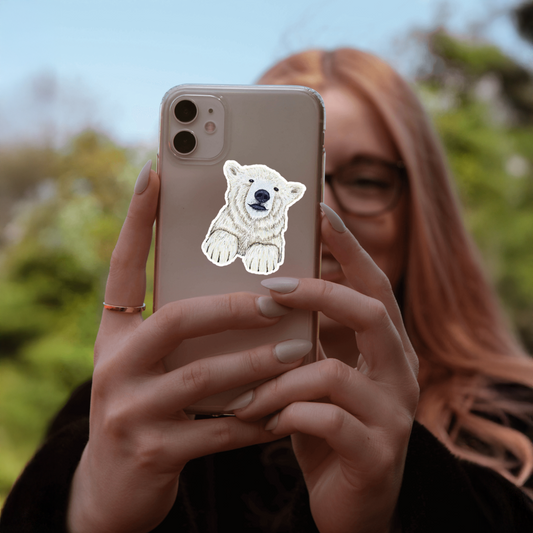Durable, vinyl, die-cut, Polar Bear Artwork Sticker.