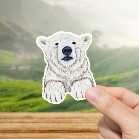 Durable, vinyl, die-cut, Polar Bear Artwork Sticker.