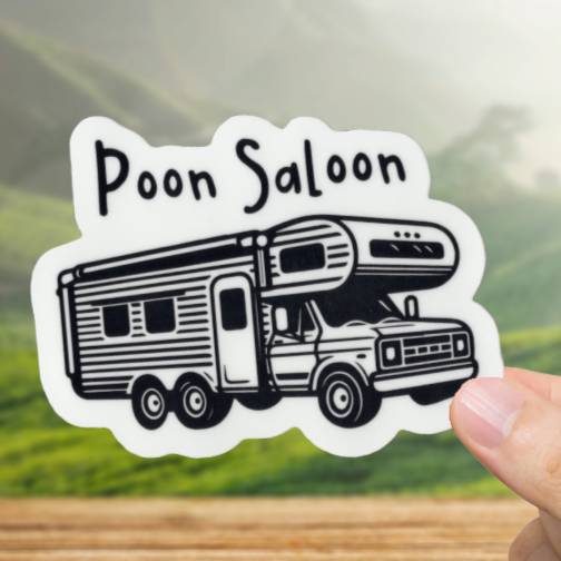 Durable, vinyl, die-cut, Poon Saloon Sticker.