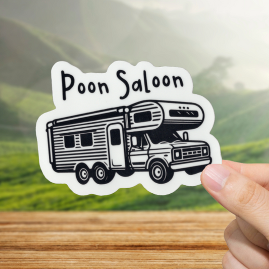 Durable, vinyl, die-cut, Poon Saloon Sticker.