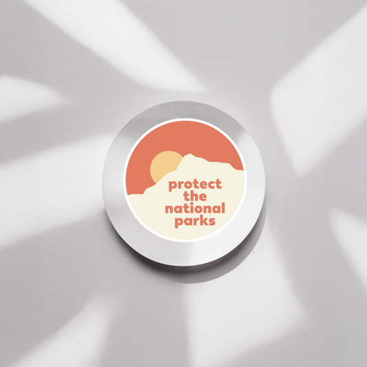 Durable, die-cut, vinyl, Protect The Parks Sticker.