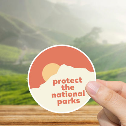 Durable, die-cut, vinyl, Protect The Parks Sticker.