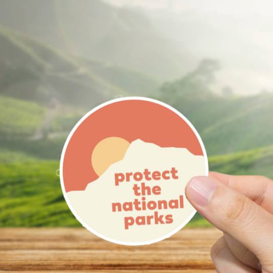Durable, die-cut, vinyl, Protect The Parks Sticker.