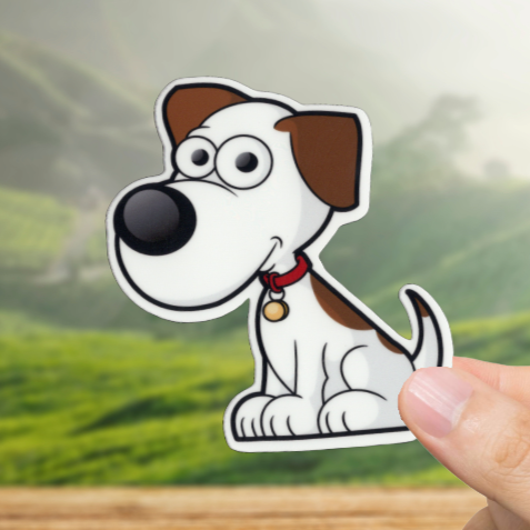 Durable, vinyl, die-cut, Puppy 7 Sticker.