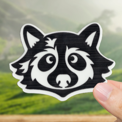 Durable, vinyl, die-cut, Racoon Sticker.