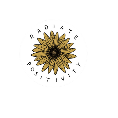 Durable, die-cut Radiate Positivity Sticker