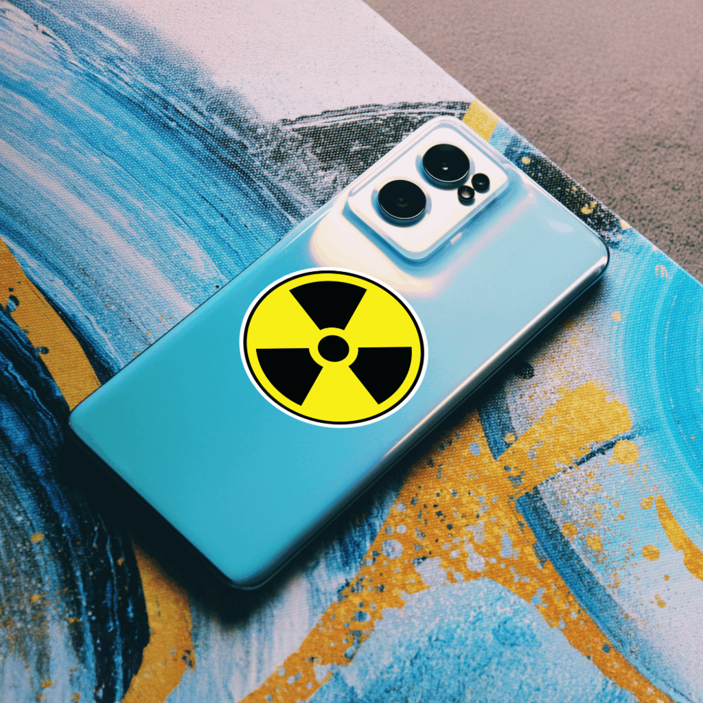 Durable, die-cut, vinyl,  Radioactive Sticker.