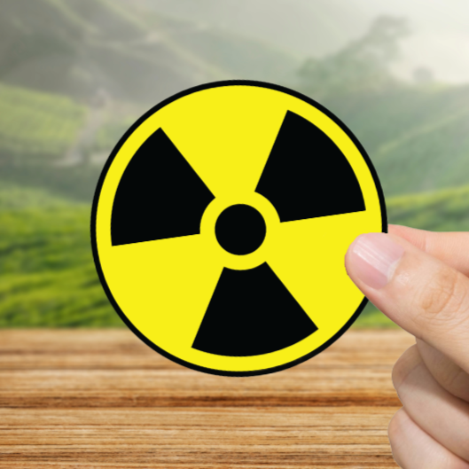 Durable, die-cut, vinyl,  Radioactive Sticker.