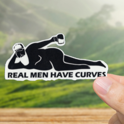 Durable, vinyl, die-cut, Real Men Have Curves Sticker.