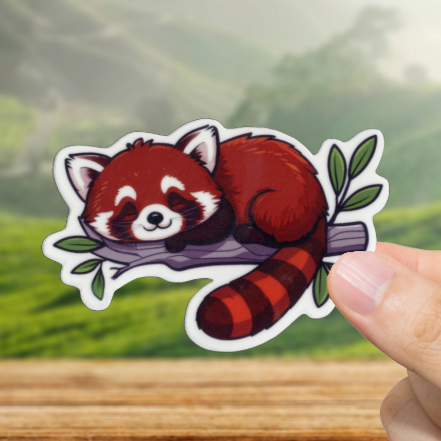 Durable, vinyl, die-cut, Red Panda Sticker.