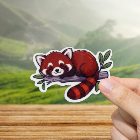 Durable, vinyl, die-cut, Red Panda Sticker.